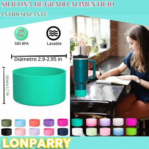 Vista 2 de Paquete de 2 botas de silicona para Stanley Cup 30oz 40oz y Stanley IceFlow Hierba verde+verde malaquita