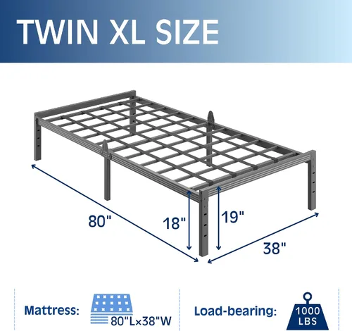 Vista 11 de 12 Inch Heavy Duty Black Metal Platform Bed Frame with Mattress Support, Twin Platform Bed Frame with Under Bed Storage, No Box Spring Needed, Easy