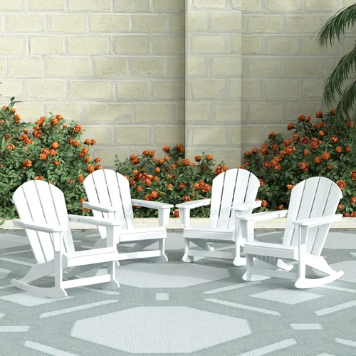 Vista 172 de WestinTrends Silla mecedora Malibu de poliéster para exterior/patio Adirondack, Negra