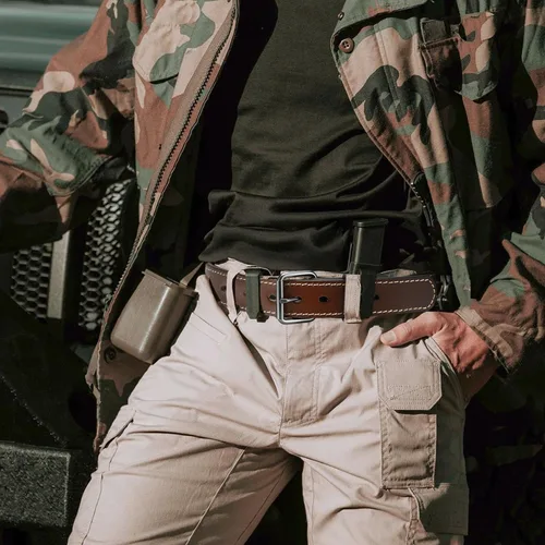 Vista 12 de Cinturón de cuero para pistola para hombre, cinturón resistente de 1.5 pulgadas para trabajo CCW