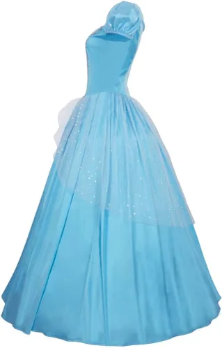 Vista 3 de Vestido de princesa azul de lujo para mujer, disfraz de fiesta de baile de Halloween