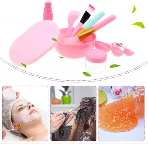 Vista 6 de Juego de cuencos para mezclar mascarillas faciales, kit de herramientas de mezcla de mascarillas con máscara facial, cuenco, espátula, cepillo