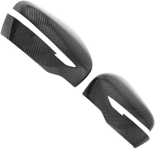 Vista 5 de Funda protectora para espejo retrovisor, compatible con Nissan Navara NP300, fibra de carbono, color negro Par de tapas de carcasa de espejo