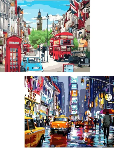 Vista 10 de QUITEDEW Pintura por números para adultos principiantes, pintura de paisajes por números, kits de pintura de jardín por números, adecuados