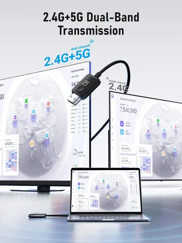Vista 7 de Lemorele Transmisor y receptor HDMI inalámbrico Kit extensor HDMI portátil, Plug & Play 2.4/5G Rango de 164 pies 1080P HD, hasta 8 transmisores
