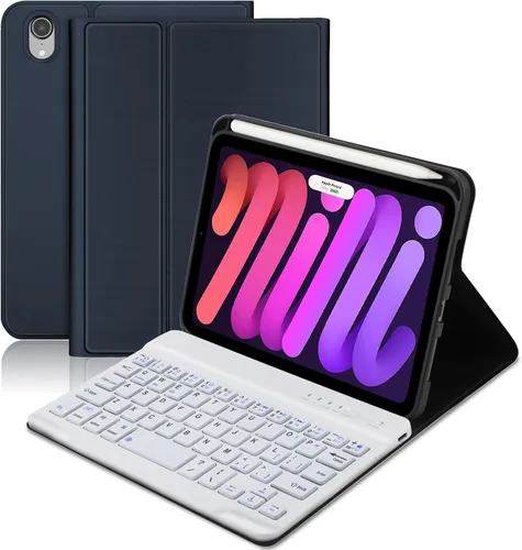 Vista 17 de Funda con teclado para iPad mini, teclado Bluetooth inalámbrico desmontable delgado con folio inteligente para Apple iPad mini 5 2019/iPad Mini 1 2