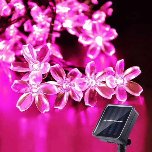 Vista 12 de ITICdecor - Tira de luces solares para exteriores con flores, impermeables, 50 luces LED, decoraciones de luces de hadas para árbol de Navidad