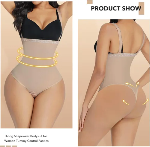 Vista 2 de FeelinGirl Tanga moldeadora para mujer, firme, triple control de abdomen, moldeador de cuerpo, cintura alta, faja invisible, bragas