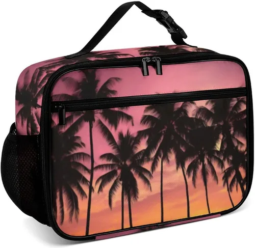 Vista 17 de Lonchera reutilizable con diseño a cuadros y negro y blanco con aislamiento, bolsa de almuerzo para comida y comida, bolsa de mano para mujeres