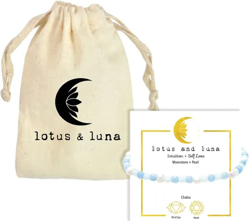 Vista 4 de Lotus and Luna Pulsera curativa de chakras energéticos de 0.157 in con piedras reales, jade, perla, cuarzo rosa, amatista, piedra lunar