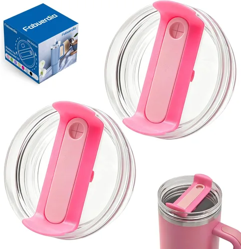 Vista 23 de Tapa de repuesto para vaso de 40 onzas compatible con Stanley Quencher, paquete de 2 fundas transparentes a prueba de derrames para accesorios