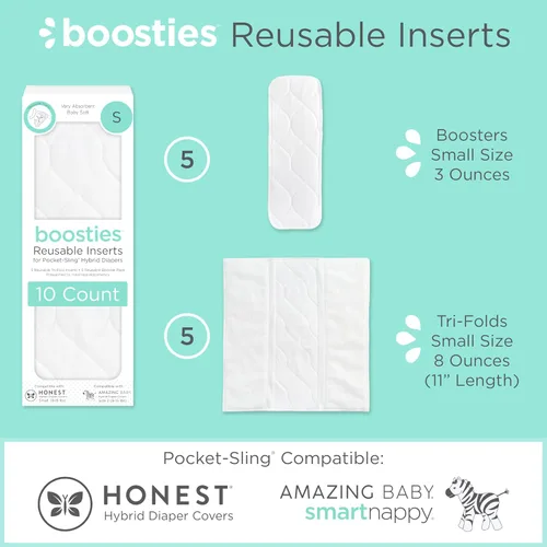 Vista 2 de Super Boosties - Pañales de tela reutilizables, juego de 10, se adapta a pañales híbridos honestos, se adapta a un bebé increíble, compatible