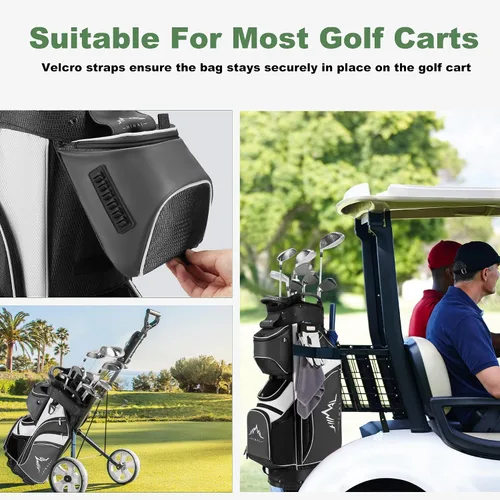 Vista 5 de UNIHIMAL Bolsa de carrito de golf de 14 vías con divisor de longitud completa, bolsa de golf de piel sintética de alta calidad con parte superior