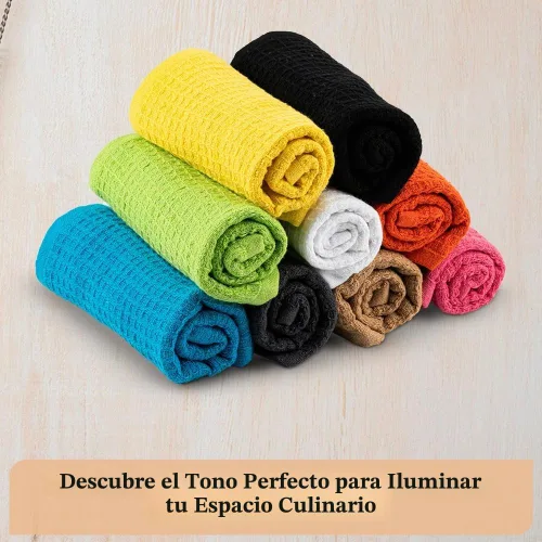 Vista 6 de Paños de limpieza de platos de cocina, paños de cocina con diseño de toalla de gofre, trapos de algodón lavables de 12 x 12 pulgadas para secar