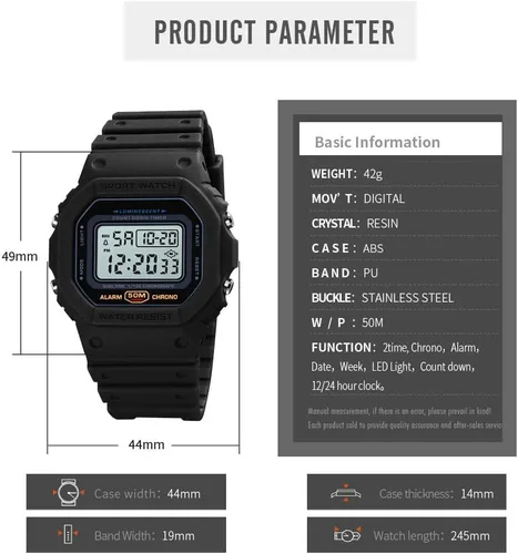 Vista 7 de Relojes de moda para hombres y mujeres unisex de verano, digitales con luz de fondo, casuales, impermeables, para deportes al aire libre, natación