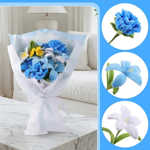 Vista 7 de WSICSE Kit de flores de limpiador de tuberías azules de 500 piezas