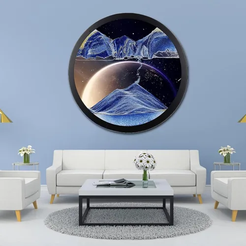 Vista 13 de Decoración artística de arena móvil de 17.3 pulgadas, pintura 3D giratoria de 360 grados, arte de pared de vidrio, decoración de sala de estar