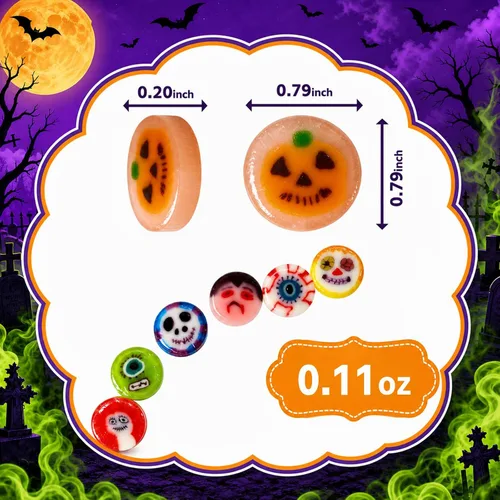 Vista 4 de Paquete de 100 rebanadas de caramelo duro de Halloween, discos de caramelo