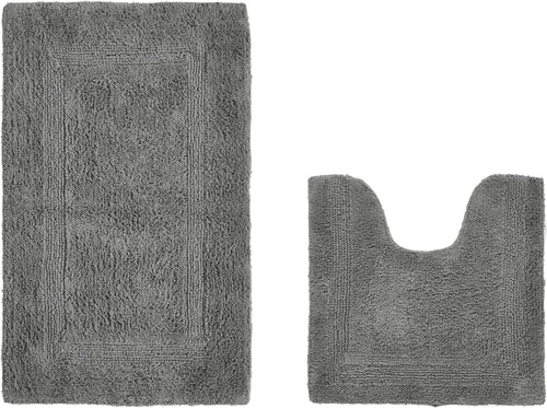 Vista 46 de Better Trends Alfombra de Inodoro en Forma de U Cubierta de Asiento de Inodoro de Lujo 100% Algodón Absorbente de Agua, Cubierta de Tapa Reversible