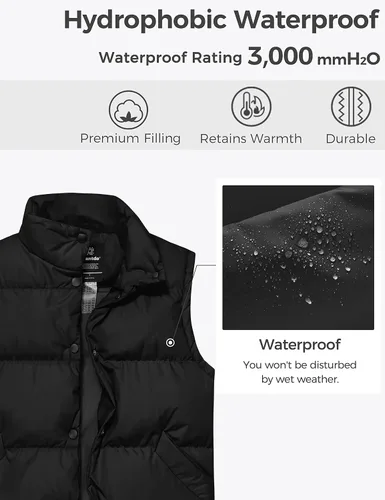 Vista 4 de Wantdo Chalecos acolchados para mujer, chaleco de invierno grueso, chaleco de burbujas cálido, abrigo de invierno
