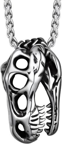 Vista 10 de Richsteel Phoenix/Wolf/Rock Hand/Skeleton Necklace for Men Phoenix Negro