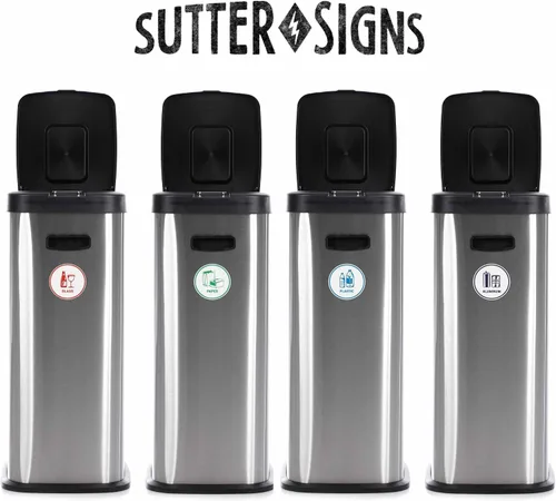 Vista 6 de Sutter Signs Calcomanías de reciclaje para papelera, 3.5 pulgadas de ancho, 5 calcomanías de reciclaje para contenedores de plástico, papel