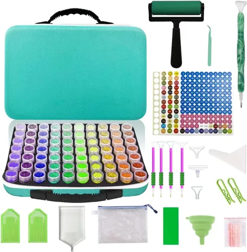 Vista 7 de Waykape Contenedores de Almacenamiento de Arte de Diamante con 240 Ranuras, Accesorios y Herramientas de Arte de Diamante 5D, Kits Organizadores