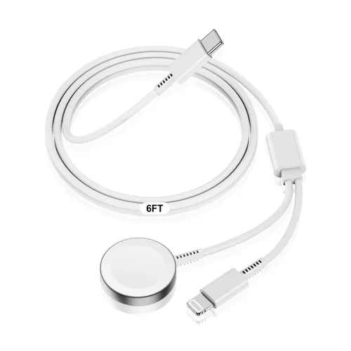 Vista 6 de Cable de carga USB C mejorado para Apple Watch, [certificado Apple MFi], cable de carga magnético para iWatch de 6 pies, cable de carga tipo C 2