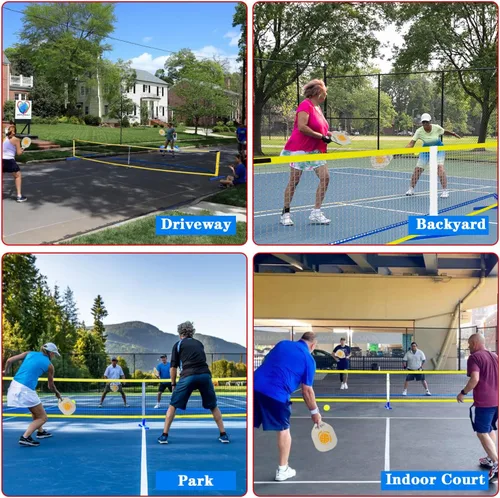 Vista 6 de Zdgao Portable Pickleball Net Set, 22FT Regularion Size Pickle Ball Net with Paddles Set, Outdoor Pickleballs and Carry Bag, Easy Setup for Indoor