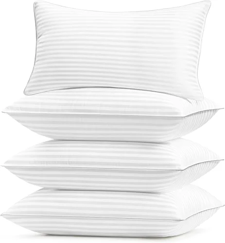 Vista 17 de Basic Beyond Almohadas de cama para dormir, juego de 2 almohadas de tamaño estándar, almohadas alternativas de plumón de lujo, color negro, 20 x 26