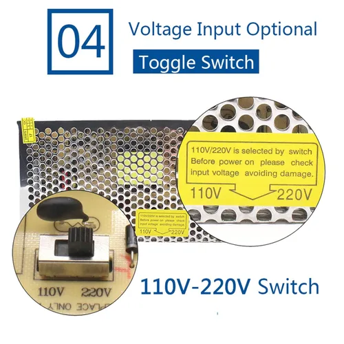 Vista 5 de Fuente de alimentación conmutada de 12 V 21 A, controlador LED de 250 W, convertidor de adaptador de transformador regulado universal CA 110V-220V a