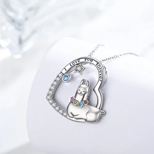 Vista 2 de TANGPOET Llama Necklace 925 Sterling Silver Alpaca Llama Pendant Jewelry Gifts for Women Girls with 18"+2" Cable Chain