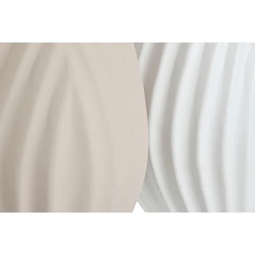 Vista 4 de Jarrón Home ESPRIT Blanco Beige Gres Estilo artesanal 24 x 24 x 41 cm (2 Unidades)