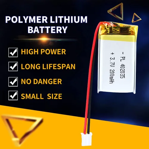 Vista 4 de 3.7V 200mAh 402035 Lipo batería recargable batería de iones de polímero de litio con conector JST