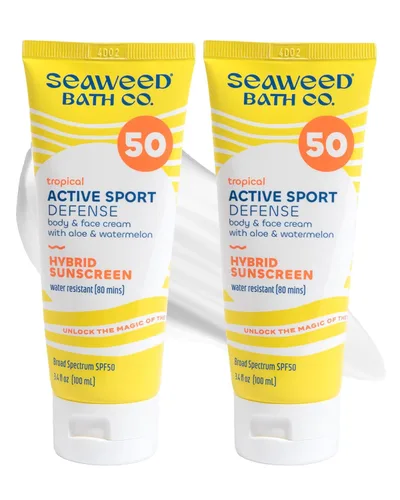 Vista 7 de Seaweed Bath Co Sport Protector solar SPF 50, 3.4 FZ Broad Spectrum Hybrid Sunscreen with Zinc Oxide, Aloe & Watermelon, Water Resistant Face and