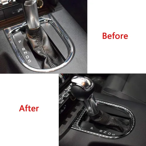 Vista 6 de Xotic Tech - Cubierta para panel de cambio de marchas, fibra de carbono suave auténtica, compatible con Ford Mustang 2015-2023 Negro carbón