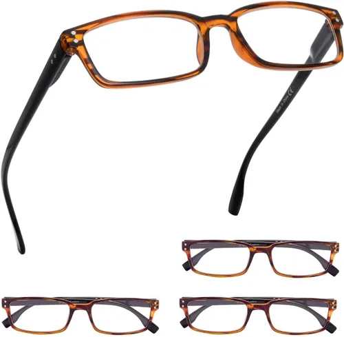 Vista 9 de GUD 4 pares de anteojos de lectura de estilo clásico, cómodos anteojos para lectura para mujeres y hombres (2 negros + 2 DEMI, 0.50)