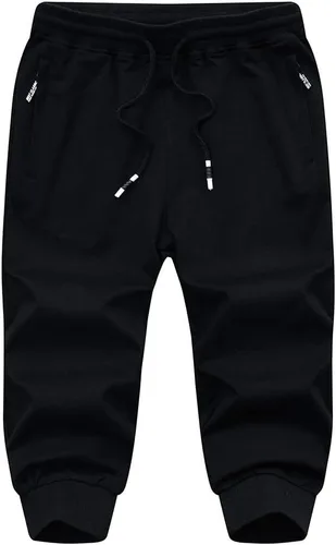 Vista 3 de MAGNIVIT Pantalones capri 34 para hombre, pantalones cortos de entrenamiento para gimnasio, debajo de la rodilla, bolsillos con cremallera