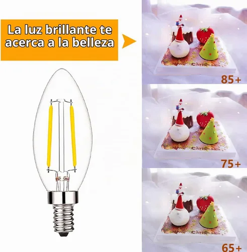 Vista 5 de Sunaiony Bombillas LED para candelabros equivalentes a 25 vatios, bombilla LED B11 de 2 W, base E12 blanca cálida de 2700 K, bombillas Edison 2W
