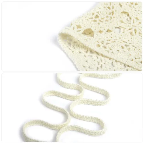 Vista 7 de GERINLY Bandana de pelo de ganchillo para mujer, 2 unidades, estilo bohemio, triangular, pañuelo para la cabeza, pañuelo elegante de encaje y bonito