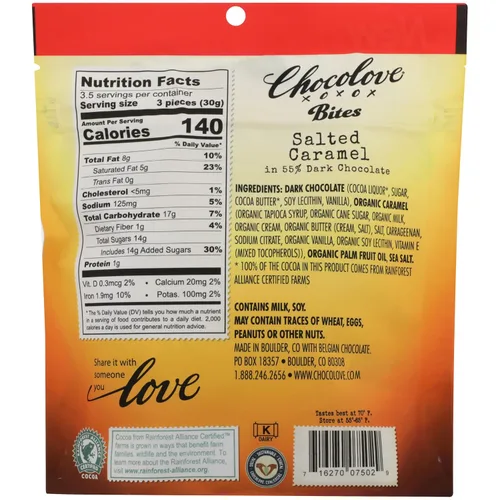 Vista 2 de Chocolove Bocados de caramelo salado en chocolate negro, 3.5 oz