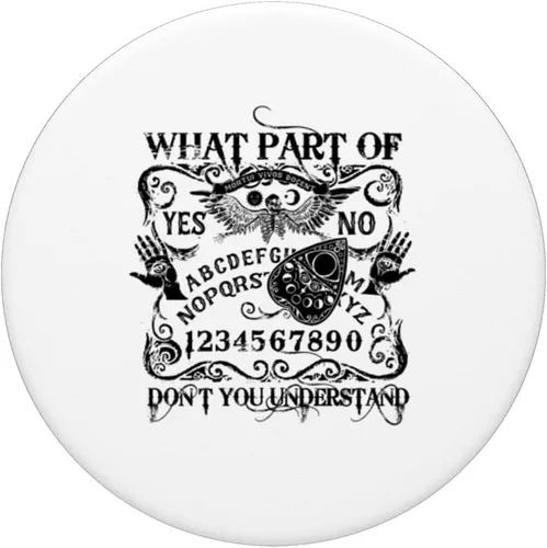 Vista 3 de Divertido tablero Ouija dice no con calavera alada y gótico mal de ojo PopSockets PopGrip intercambiables