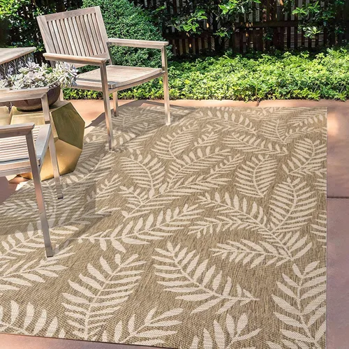 Vista 23 de Eyely BMS119A-28 Santa Monica Nevis Palm Frond - Alfombra costera para interiores y exteriores, casual, campo, floral, dormitorio, cocina, patio