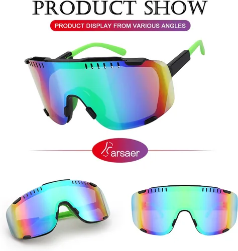 Vista 2 de Karsaer Vision - Gafas de sol deportivas para ciclismo, a prueba de viento, para MTB correr, playa, voleibol, béisbol, pantallas grandes de los años