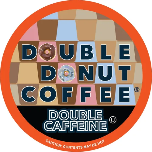 Vista 64 de Double Donut Coffee Cápsulas de Café Half Caff, Cápsulas de Café de Media Cafeína de Porción Individual para Cafeteras Keurig K Cup, Tostado Medio