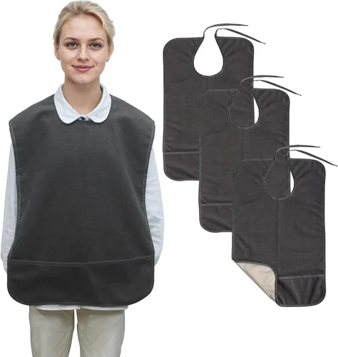 Vista 10 de Babero antideslizante para adultos para comer, baberos grandes impermeables para adultos, para mujeres mayores, hombres, lavables