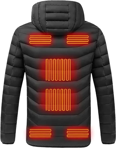 Vista 3 de Chaqueta eléctrica con calefacción, para hombres y mujeres, chaqueta con capucha eléctrica USB, calentador de cuerpo, chaqueta con capucha