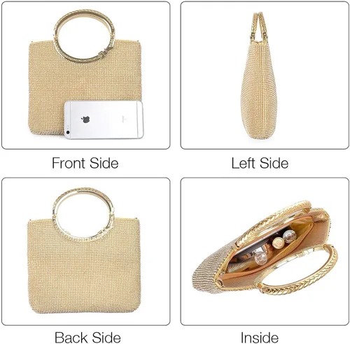Vista 4 de LIFEWISH Bolsos de noche con diamantes de imitación de cristal para mujer bolsos de mano brillantes para graduación cóctel fiesta boda