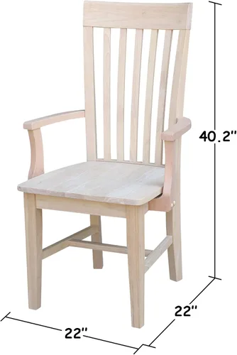 Vista 2 de IC International Concepts, Silla de misión alta con brazos 40 "H, sólido Parawood sillas de comedor, construcción de asiento de caja, muebles