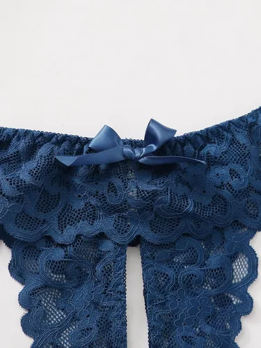 Vista 4 de Floerns Conjunto de 2 tangas de encaje sin costuras en V para mujer, talla grande